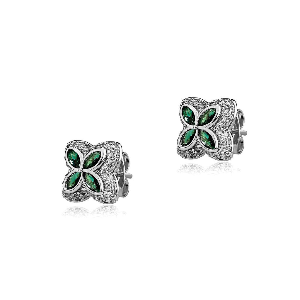 Four-leaf Clover Full Diamond Pave Stud Earrings Simple Ear Jewelry High-end Personality Fashion Ear Accessories