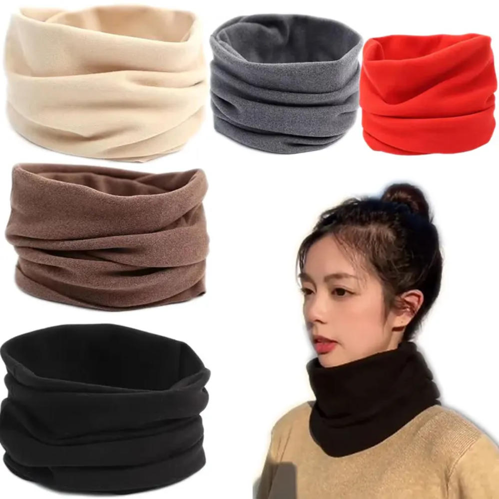 Winter Fleece-Lined Thickened Warm Neck Gaiter - Unisex Cervical Collar, Cycling Cold-Resistant Double-Sided Polar Fleece Scarf