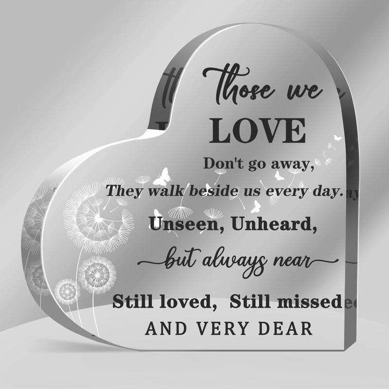 

2D Flat Dandelion Acrylic Heart Desk Decor Plaque, Memorial Bereavement Gift, Suitable for Wall Decoration, Porch, Room, Villa, Accents Home, Hallway, 10*10CM