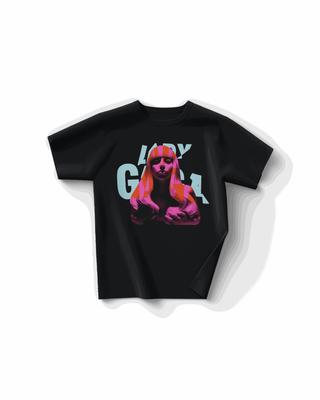 Lady Gaga Gradient Portrait Overlay Logo Graphic T-Shirt, Unisex Art Pop Fan Streetwear Tee, 100% Cotton Casual Short Sleeve Top
