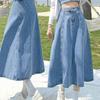 Plus Size Women's Retro High-Waisted Denim A-Line Skirt - Summer/Autumn Trendy