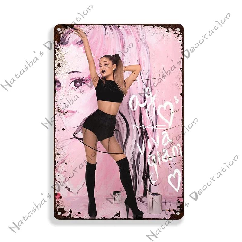 Ariana Grande Metal Signs Music Vintage Poster Rusty Retro Poster Home Man Cave Garage Club Industrial Decoration Metal Plate