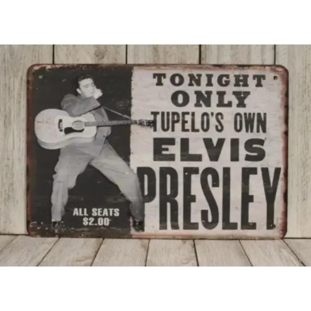 ElvisPresleyAlumSign M1 Elvis Presley Tin Metal Sign - Vintage Live In Concert Ad Style, Man Cave Poster 20X30CM