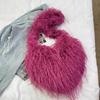 Women Fluffy Shoulder Bag Commuting Shopping Outdoor Travel Crossbody Bags Fashion Portable Female Heart Tote