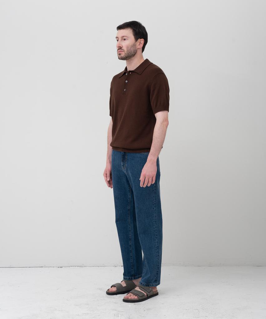 MANNERGRAM 100% Soft Cotton 3-Ply Polo Short Sleeve Knit Brown