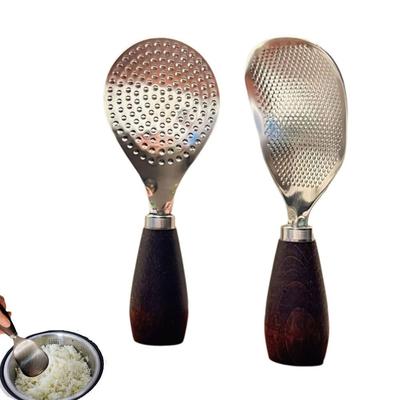 Módní dřevěná rukojeť lžíce na rýži nerezová ocel vertikální lopatka na rýži rýžovar kuchyňské náčiní