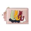 Women’s Cute Cat Pattern Short Wallet PU Leather Bifold Wallet Zipper Coin Purse Card Holder Tassel Mini Wallet for Girls and Ladies