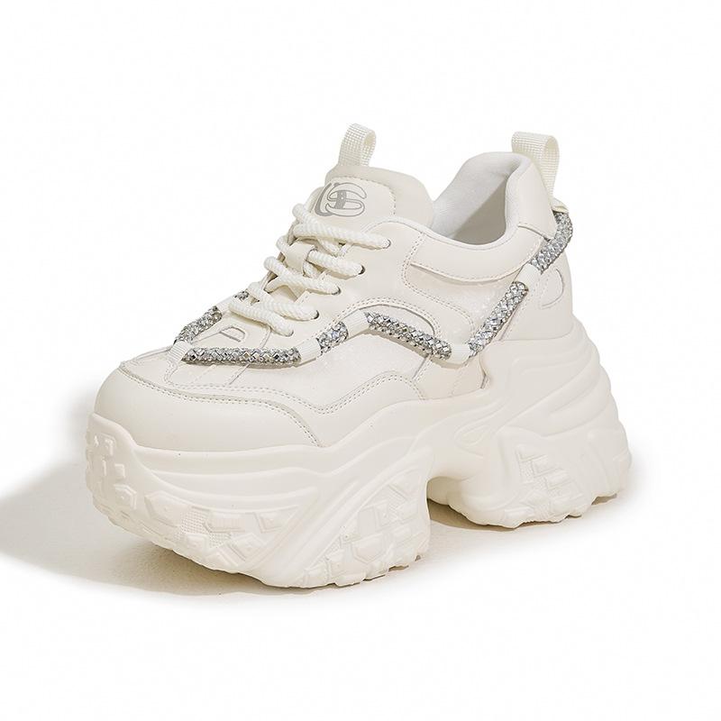 

Женские кроссовки на платформе с увеличением внутренней высоты, новинка осени 2025 года, повседневная спортивная обувь, модные универсальные женские туфли со стразами 39