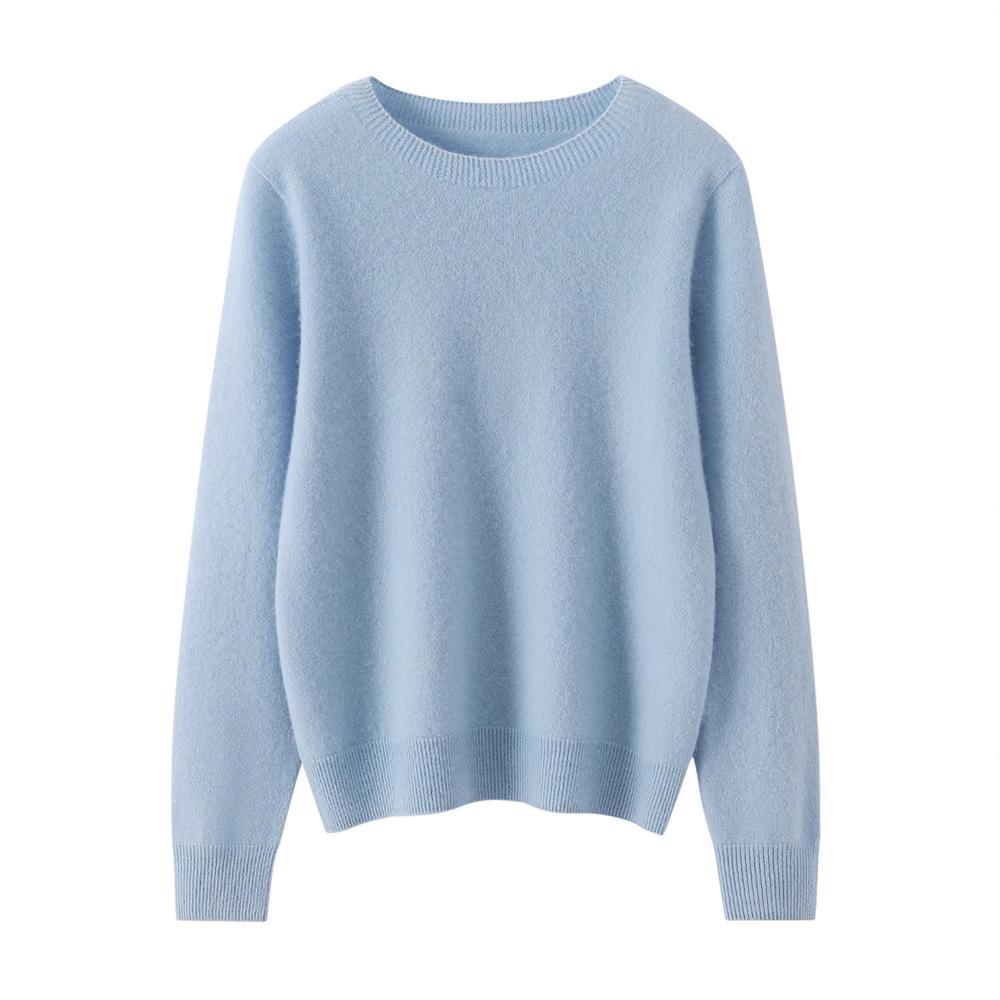 Women's 100% Pure Cashmere Round Neck Sweater - Warm, Soft, Loose Knit Pullover Base Layer
