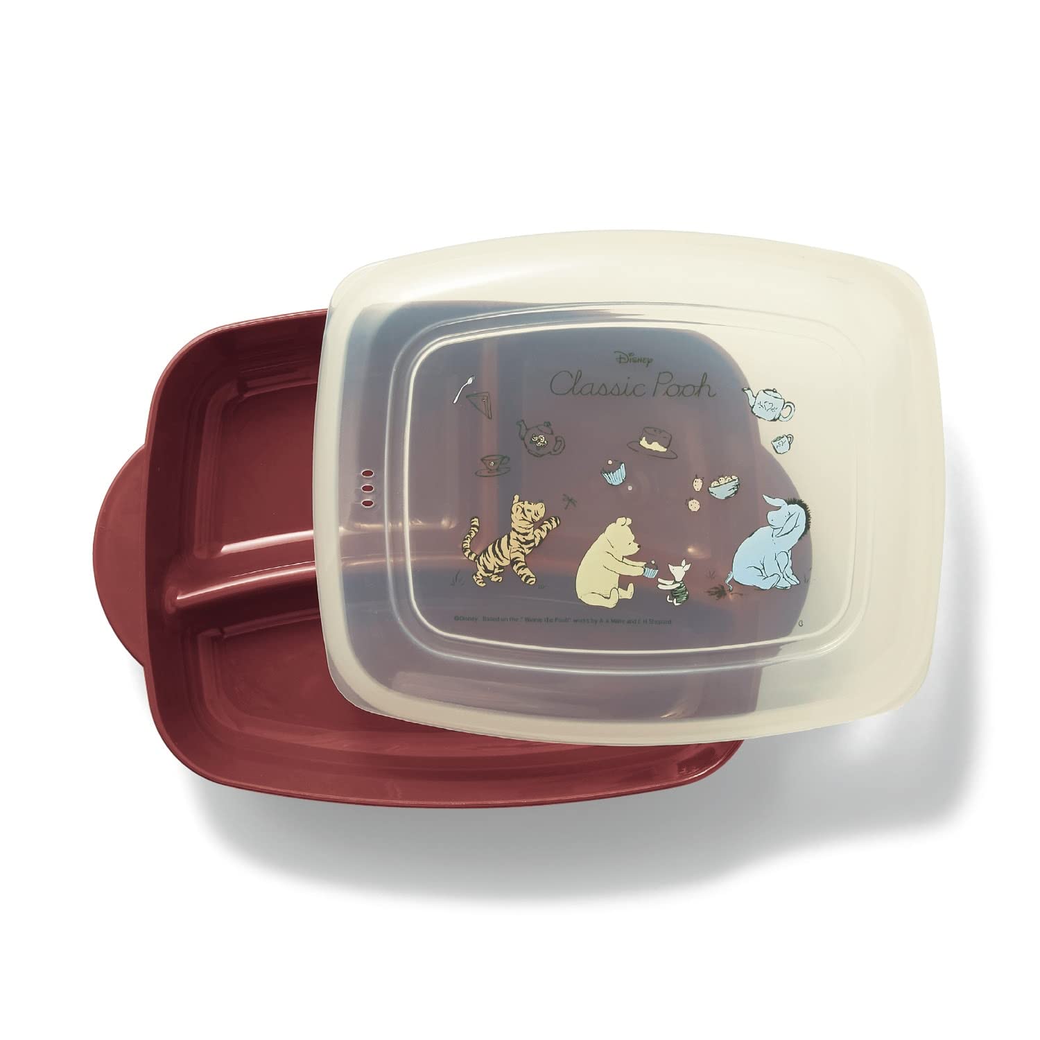 

Belle Maison Disney Lunch Plate with Deep Divided Plate for Preparing Dishwasher Made in Classic Lid, Food, Safe, Japan, Pooh/Small