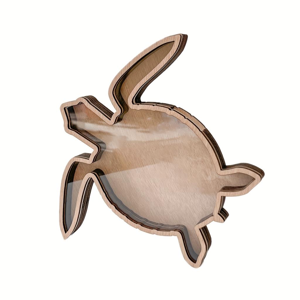 1 pc Wooden Retro style Storage Box in The Shape of A Turtle. Wooden Craft Personalized Creative Wooden Desktop Display Stand