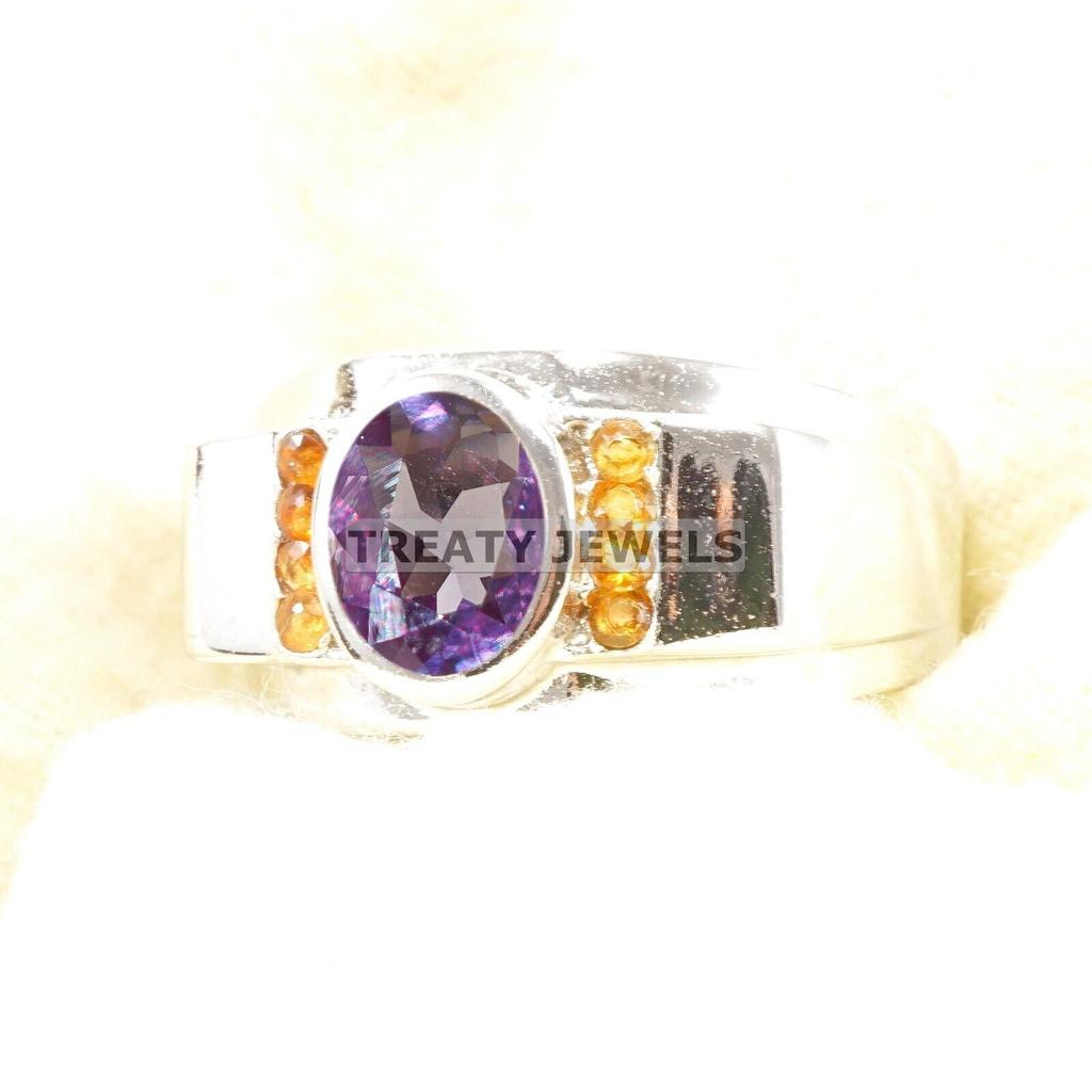 Alexandrite Oval Cut Gemstone With 925 Sterling Silver Ring For Men's #A643 JL375656944132