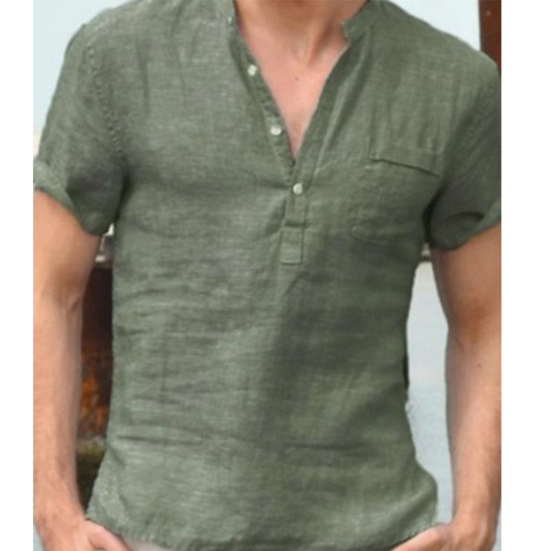 Half-collar Polo Shirt Short Sleeve T-shirt Men's Ins Loose Lapel Five-quarter Sleeve Shirt