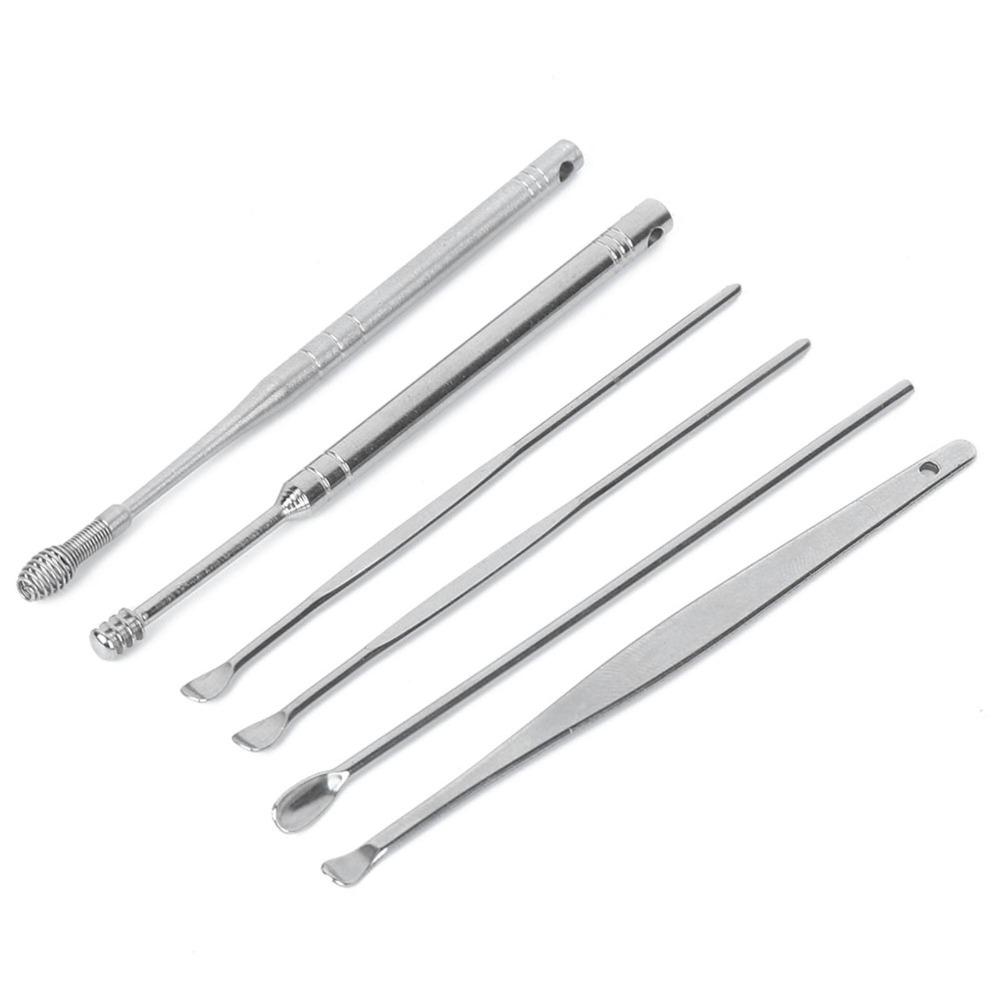 6 Pcs Spiral Head Ear Wax Pickers Stainless Steel Earwax Removal Kit Ear Wax Remover  Safe Cleaning
