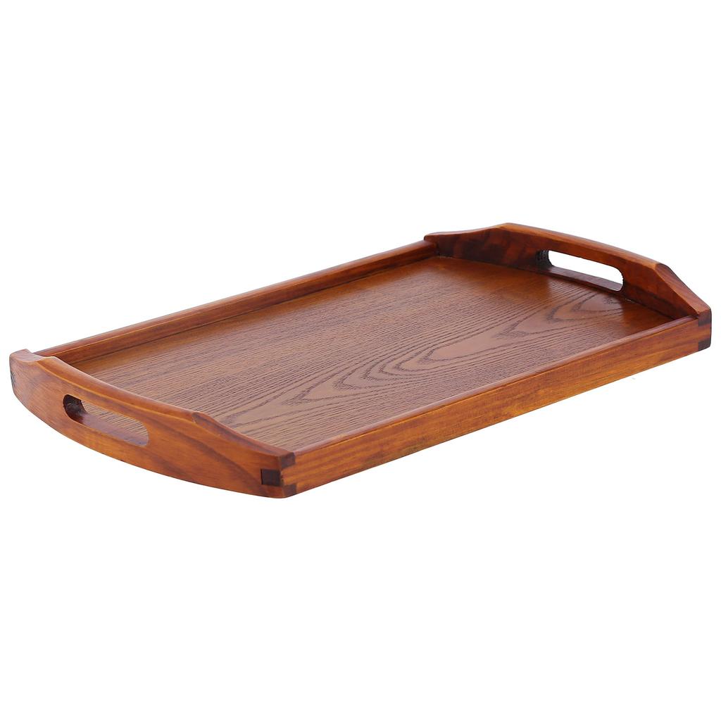 45x27x4.5cm Rektangulært Trebrett Bærbart Te Dessert Fruktbrett med Håndtak for Hjem Hotell