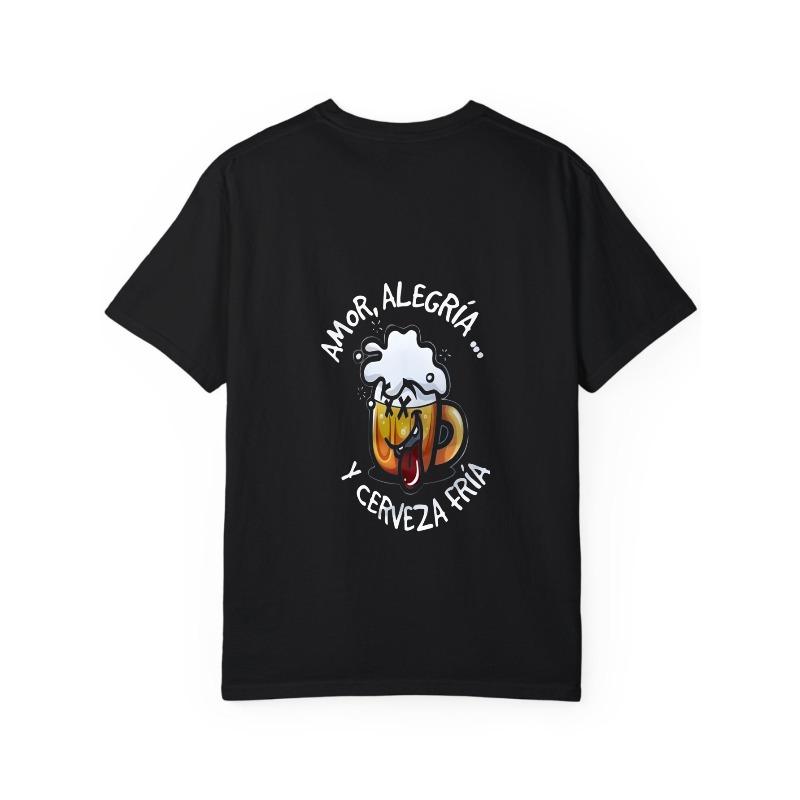 Weißes T-Shirt mit Bierkrug und Text Liebe Freude und Bier für Freizeitkleidung