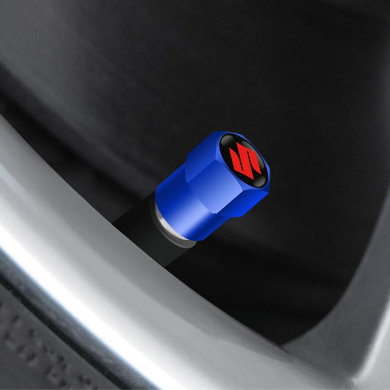 AAGK1 Car Styling 4Pcs Metal Wheel Tire Valve Caps Stem Case For Suzuki Grand Vitara Sx4 Swift Alto Jimny