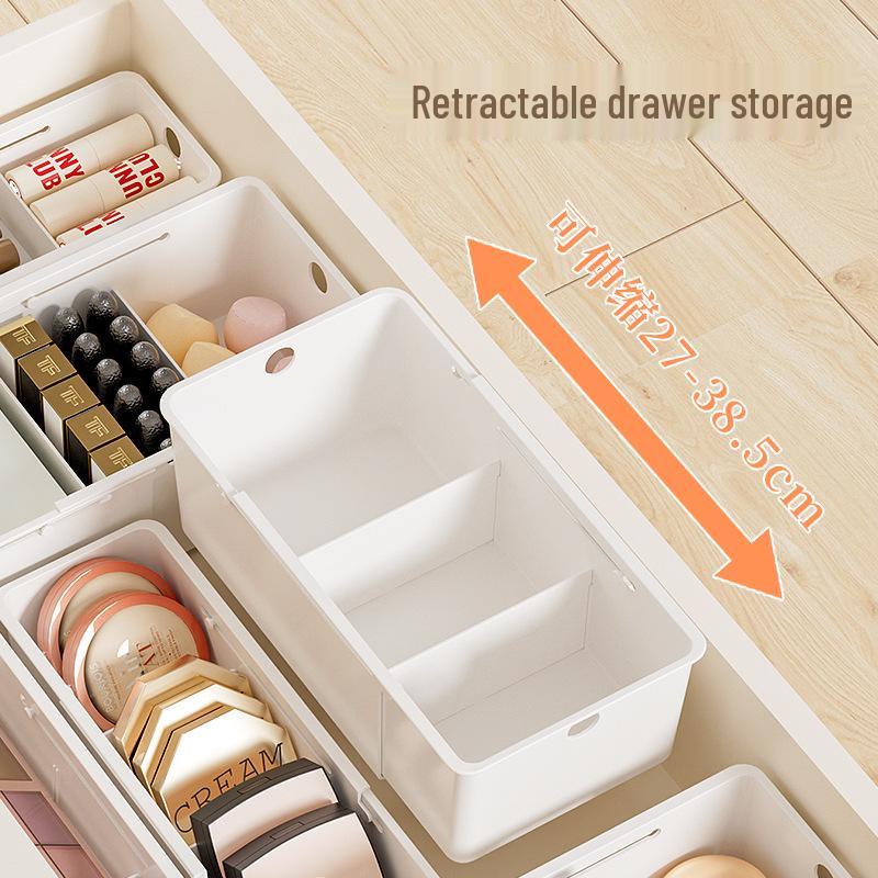 Telescopic Drawer Organizer with Built-in Compartments for Cosmetics and Lipstick