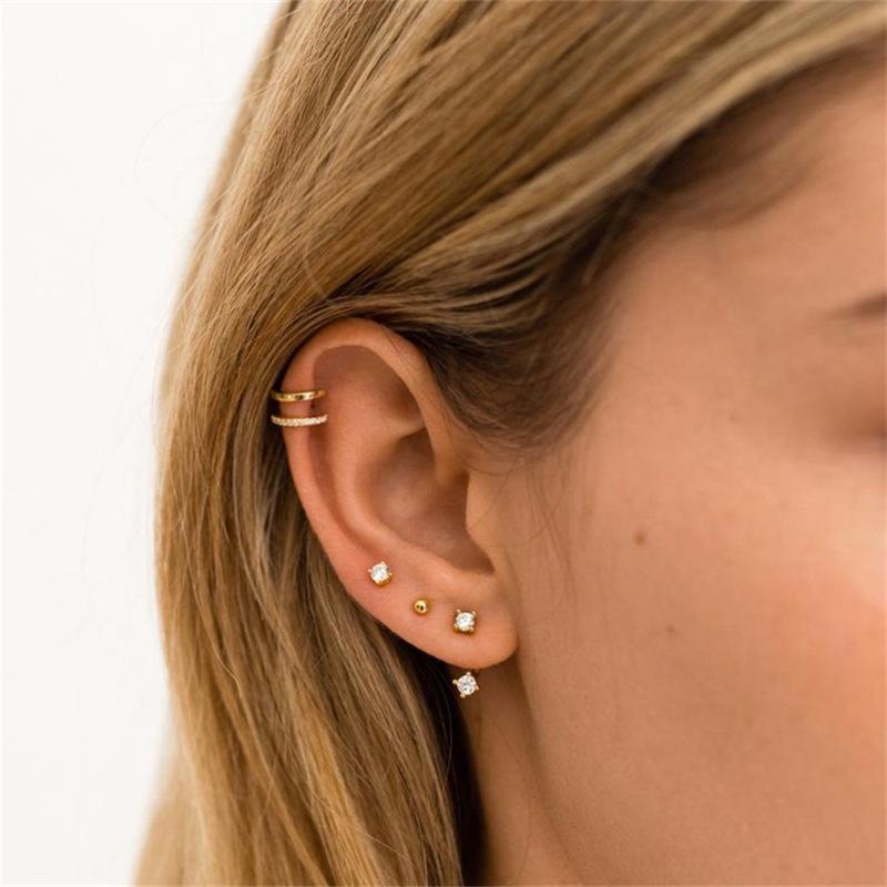 Fashion Style S925 Sterling Silver Simple Double-Layer Line Diamond-Encrusted Women'S Ear Clip Ear Buckle Personalized Earrings