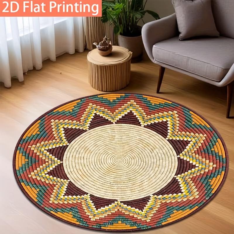 Boho Tribal Geometric Round Area Rug For Living Room Bedroom Ethnic Large Carpet Home Decor Non-slip Floor Mat 2D Printing Rugs