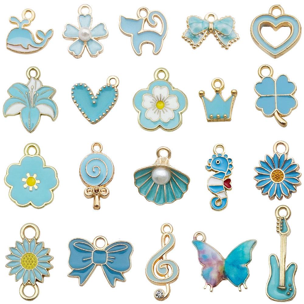 Mixed Color Cartoon Enamel Alloy Pendants for DIY Bracelets & Keychains