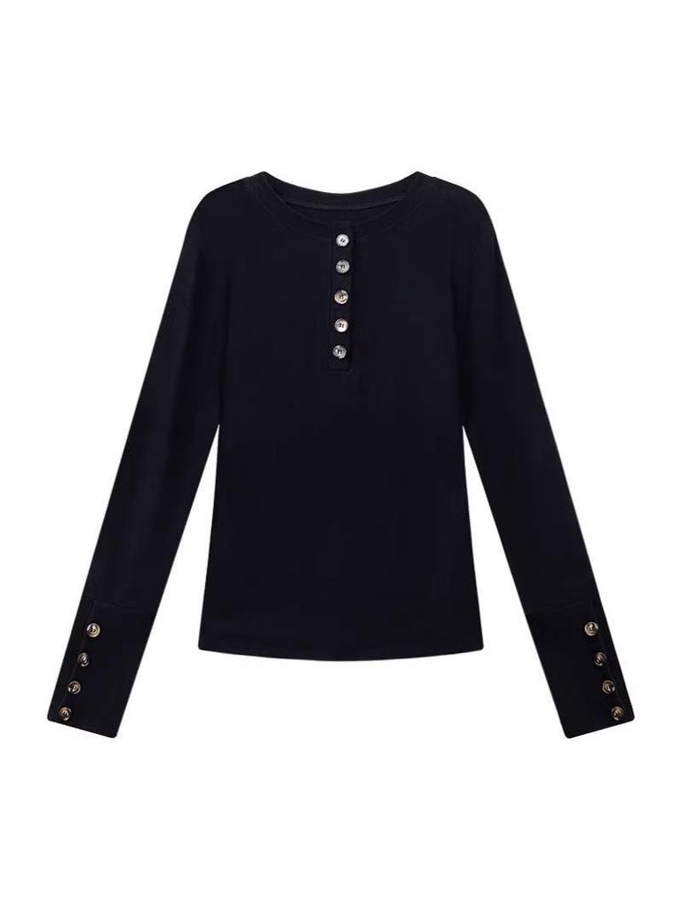 Design-Forward Slim-Fit Open-Neck Long-Sleeved Base Shirt - Spring New Arrival