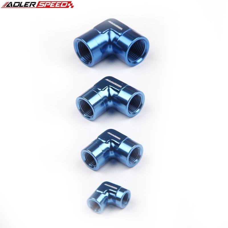 ADLERSPEED 90 Degree 1/8  NPT 1/4  NPT 3/8  NPT  1/2  NPT To 1/8  NPT 1/4  NPT 3/8  NPT  1/2   Female Aluminum Fuel Fitting Blue 1I8 NPT