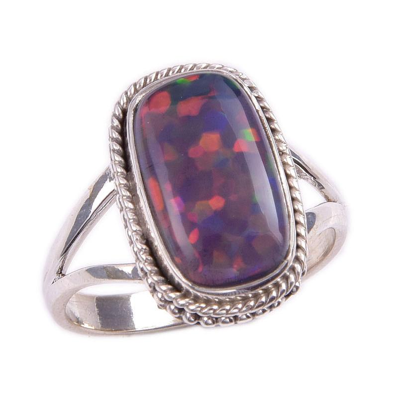 Natural Ethiopian Opal Gemstone 925 Solid Sterling Silver Gift Ring S.7.5 J2k03