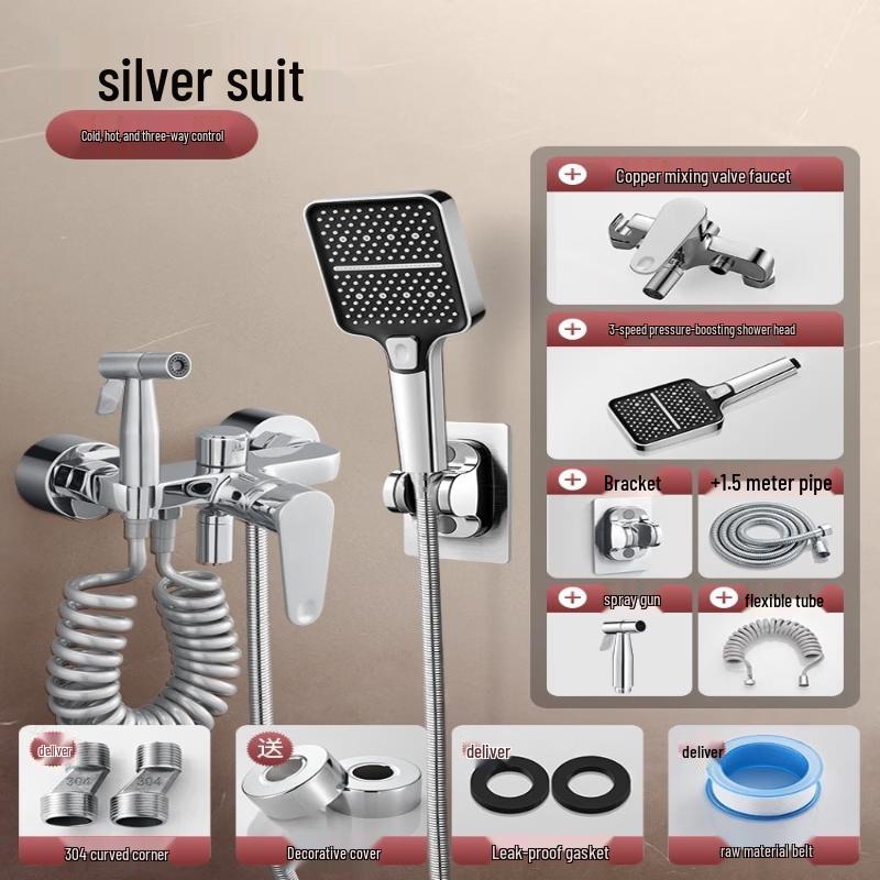 German Style Wall-Mounted Split Shower Faucet Set with Hand Spray