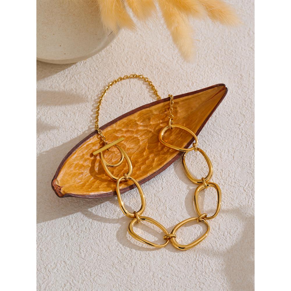 Yhpup Distinctive Stainless Steel Metal Unique High Quality Handmade Polished Chain Necklace Gift 2025 Gold PVD Plated Jewelry