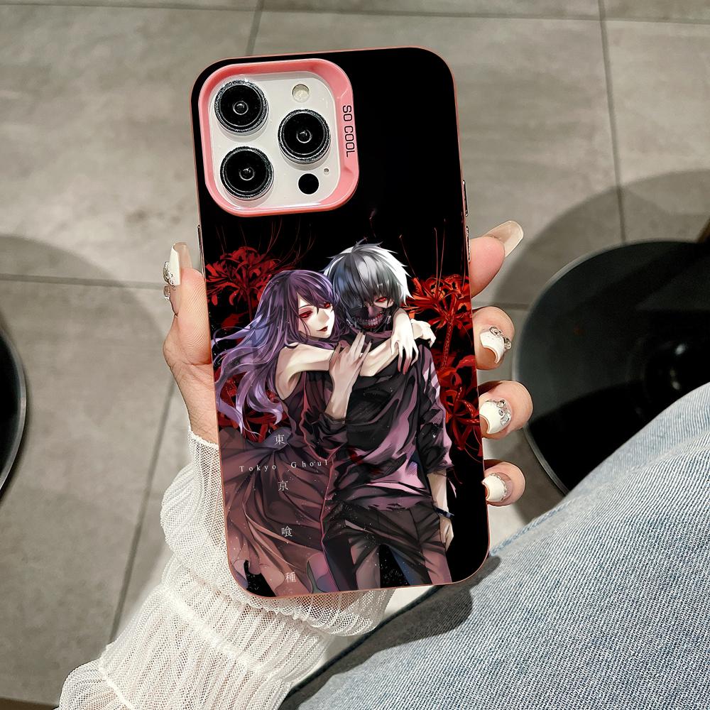 Tokyo Ghoul Rize Handyhülle für iPhone 17 16 15 14 13 12 11 X XR XS 8 7 Pro Max Plus Durchsichtige Rosa Hülle Luxus Hübsch