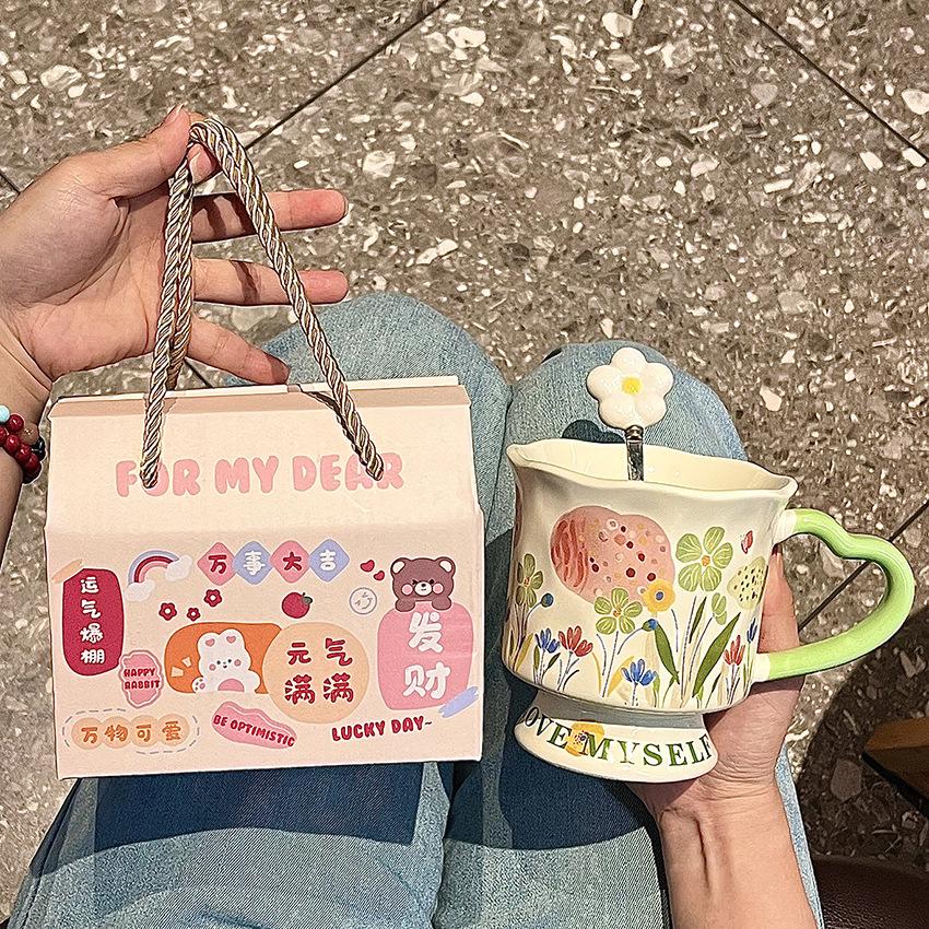 High-End Ceramic Cups, Niche Design Water Cups, Large-Capacity Coffee Cups, Mugs, And Gifts For Girls