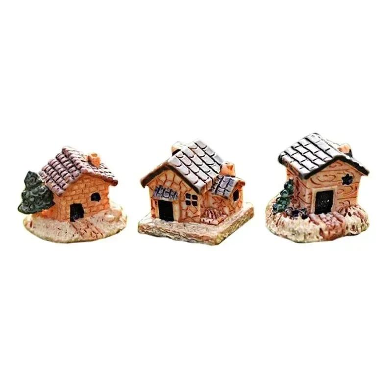 Mini Figurine Dollhouse Stone House Garden Ornament Micro Landscape Garden House Miniature Resin Supply Home Table Small Crafts