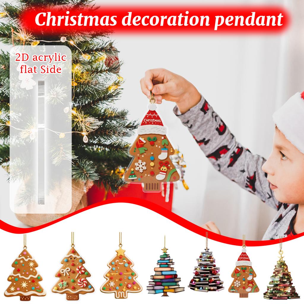 2D Christmas Decoration Pendant Christmas Tree Tag Theme Party Crafts Ornament