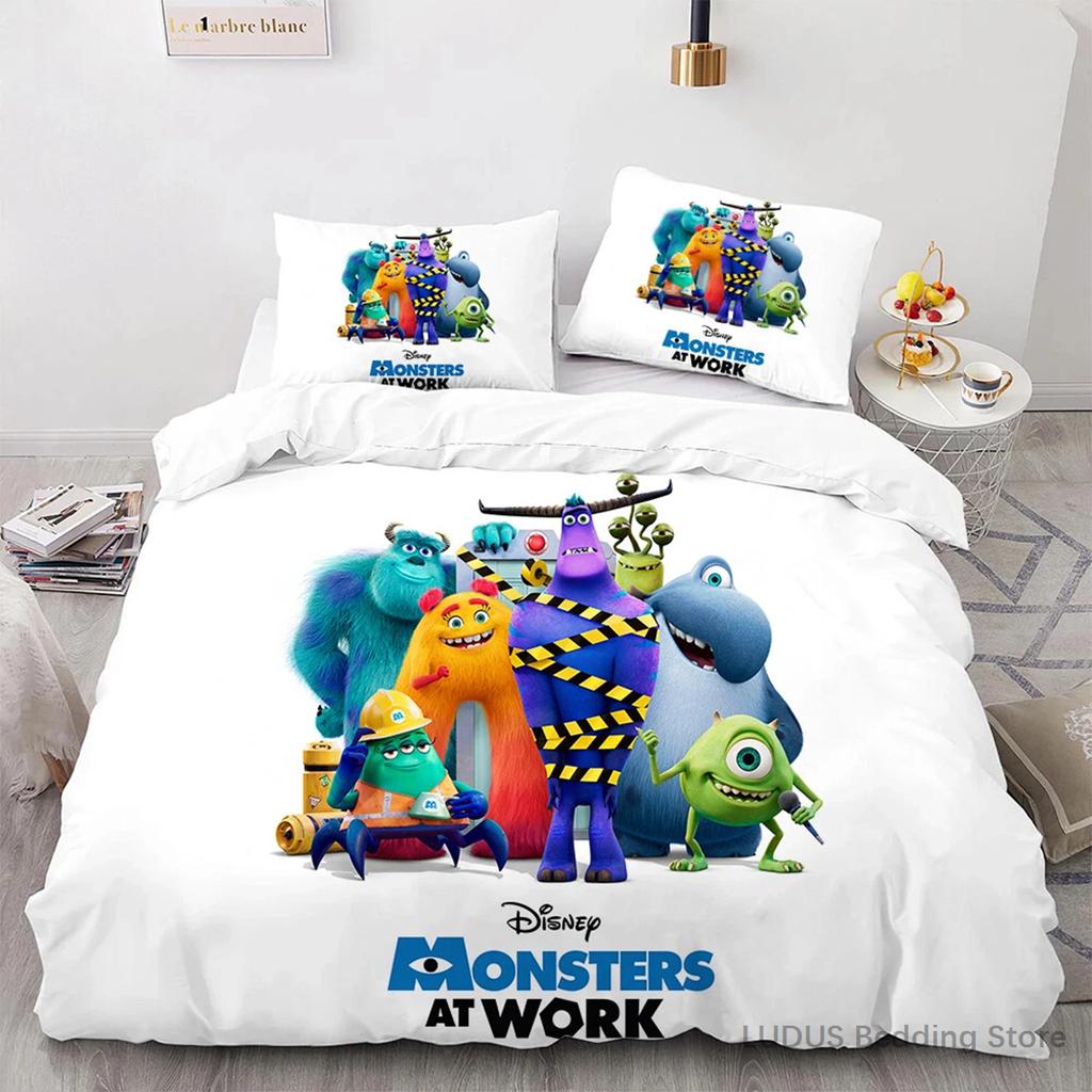 Sada povlečení Monstra s.r.o. Mike Wazowski Sulley Povlak na peřinu s povlaky na polštáře Roztomilý kreslený povlak na přikrývku pro dekoraci ložnice