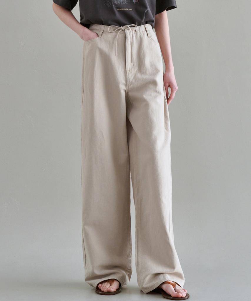 MALOUPE 9160 Linen Wide Pants (Beige)