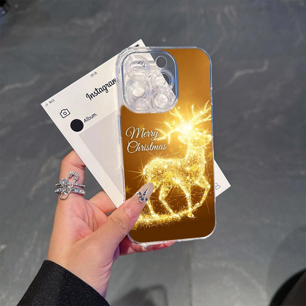 Ae121 Merry Christmas Santa Design Art Magsafe Transparent Cases for Samsung S23 S24 Ultra S21 FE iPhone16 Pro Max Magnetic Wireless Charge Back Cover