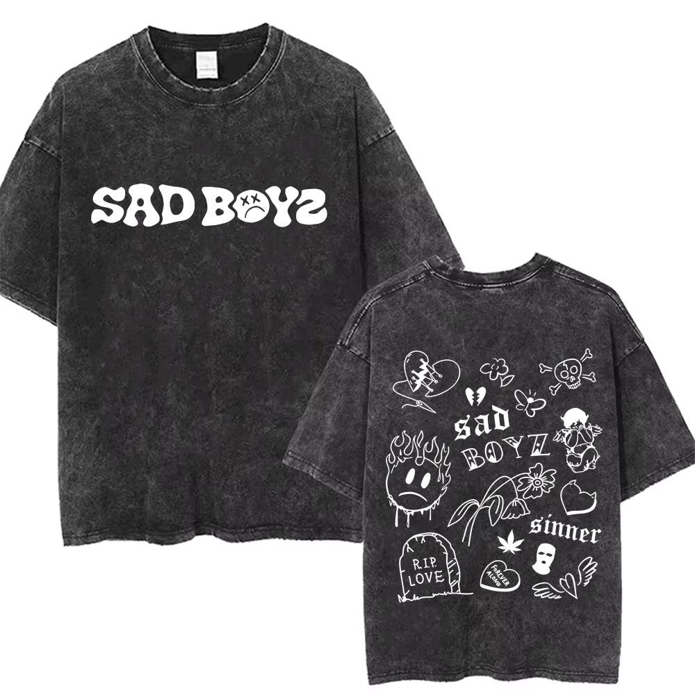 

Washed Vintage Junior H Sad Boyz Depressed Mfkr Album Graphic Tshirt Men Women Hip Hop Fashion Tshirts Male Oversized T Shirts S