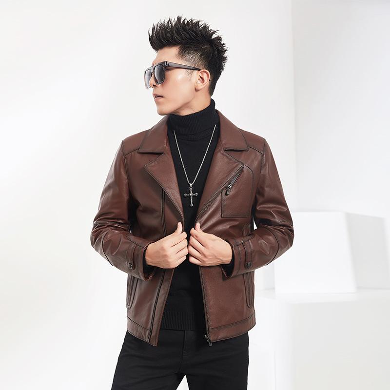 

Одежда из коровьей кожи Мужская кожаная одежда Мужская одежда из воловьей кожи с верхним слоем из мотоциклетной кожи Мужская молодежная одежда для отдыха XXL