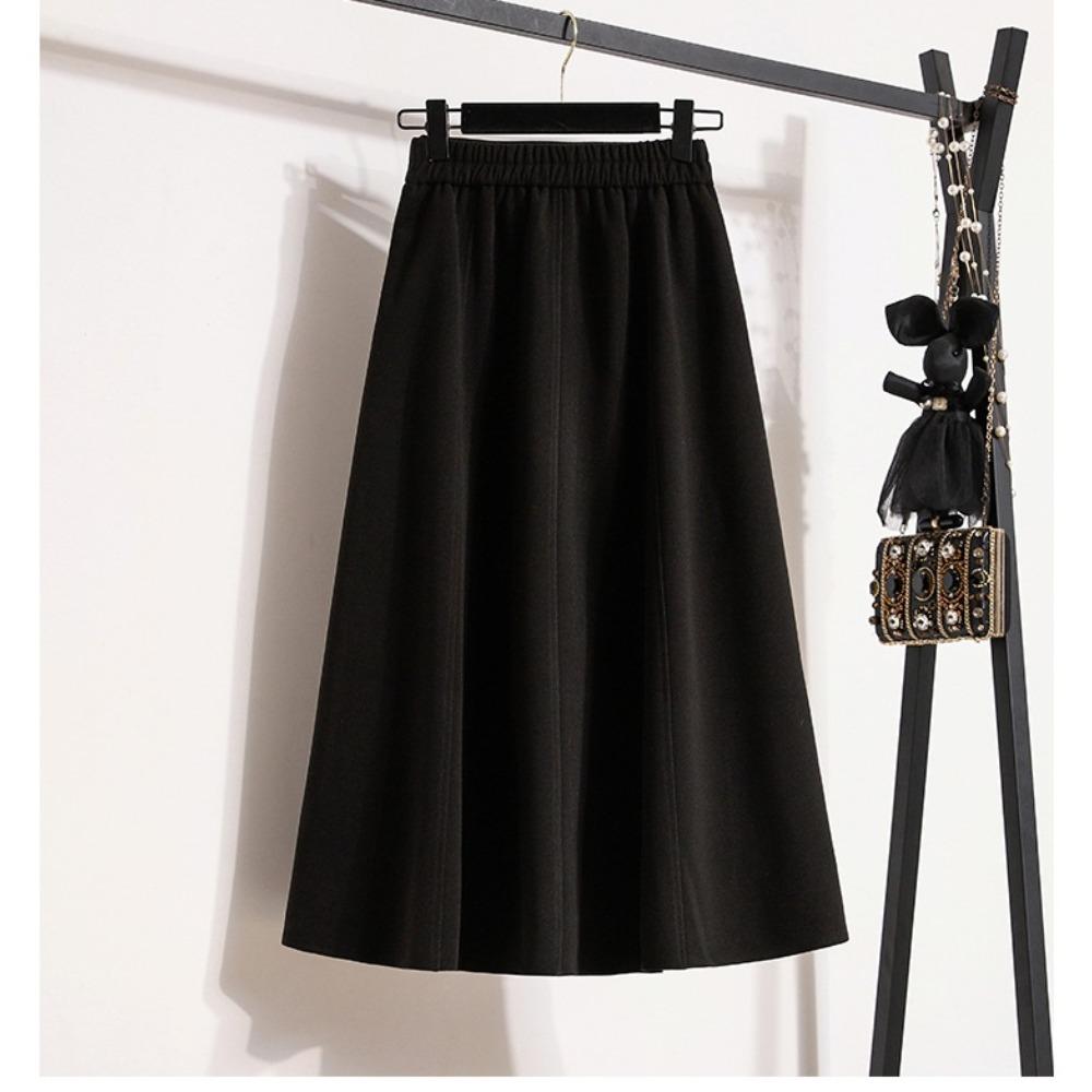 DIMANAF 2025 Plus Size Autumn Winter Women Long Skirts Thicken Elastic Waist Trousers Oversize 5XL