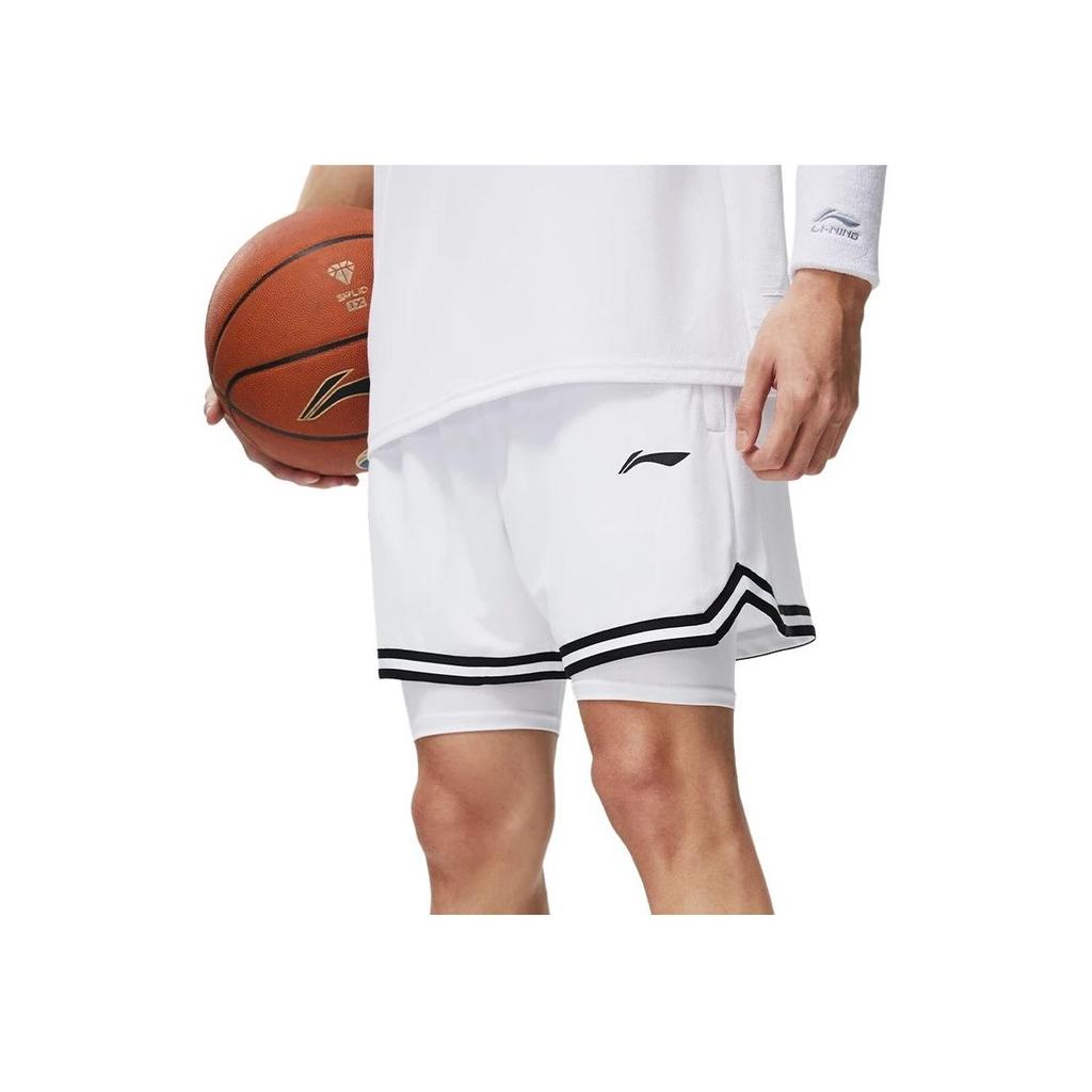 Li-Ning Sports Series Logo Print Elastic Waist Breathable Loose Basketball Pants Men Bottoms AAPT005-5