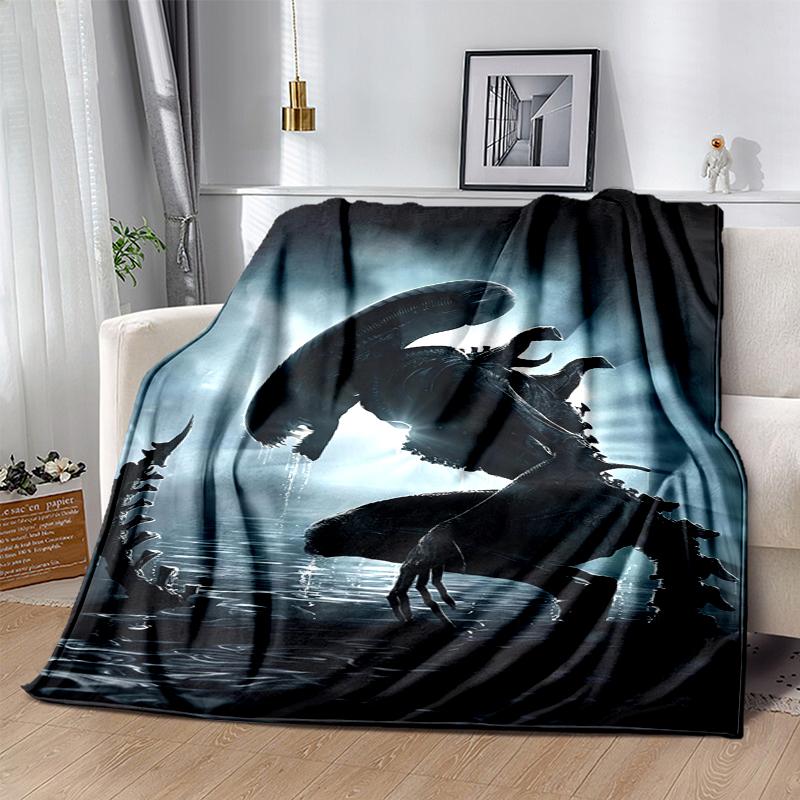 Alien Flannel Blanket Soft Warm All-Season Throw, Design for Camping, Car Travel, Hiking Sofa, Bed, Office Perfect Gift for Parties