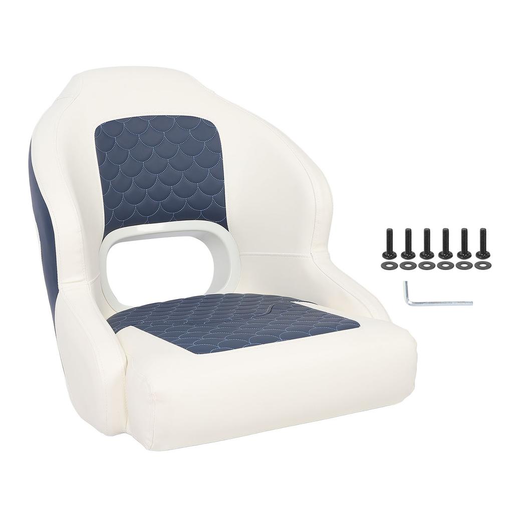 Yacht Captain Seat PVC Leather Water Resistant Scratch Proof Memory Foam with Backrest Two Tone Boat Seat for Pontoon