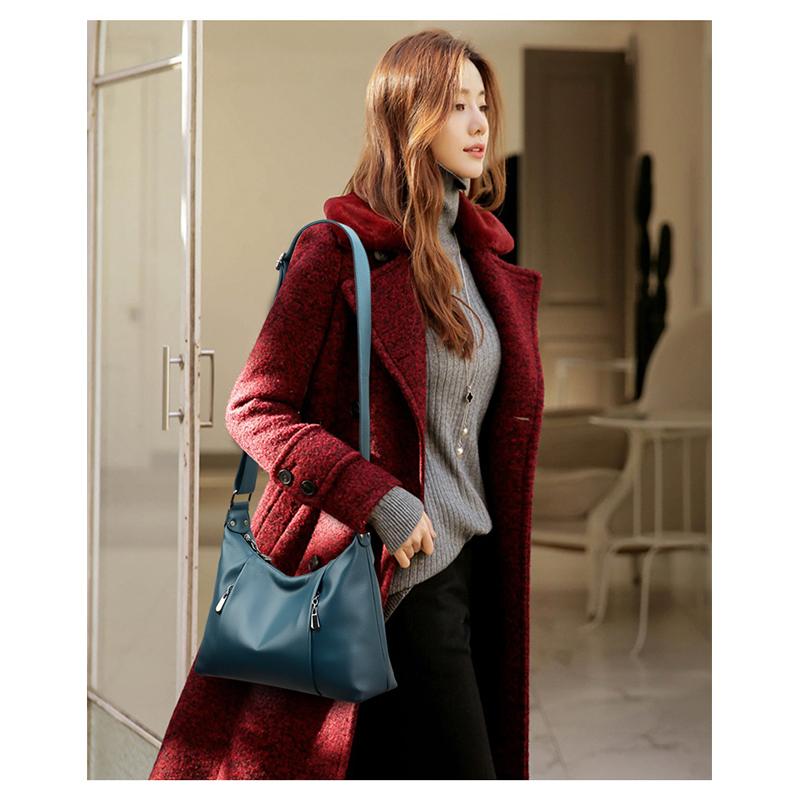 Damen-Schultertasche aus weichem Leder, Messenger-Tasche, inklusive Geldbörse und Kartenpaket