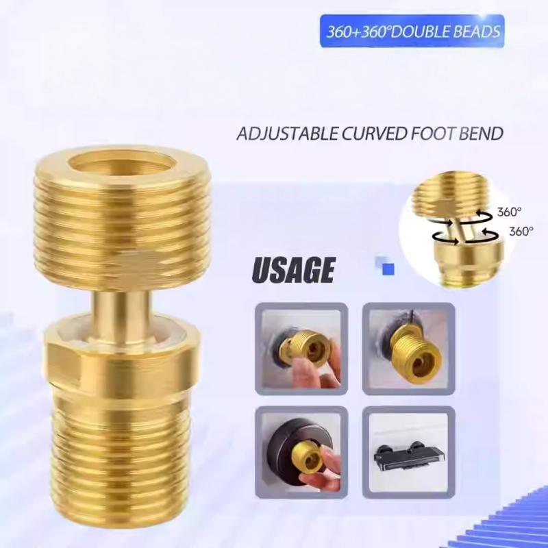 1 Set Stainless Steel Angled Curved Foot Wall Mounted Eccentric Screw Corner 360 Degree Adjustable Shower Faucet Adapter