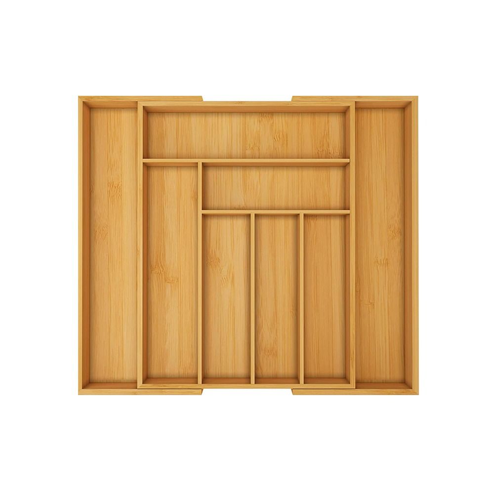 Bambusowy Organizer do Szuflady na Przybory Rozszerzalny Rowkowany Wkład na Sztućce Przegródki do Szuflad Szafek Sztućce