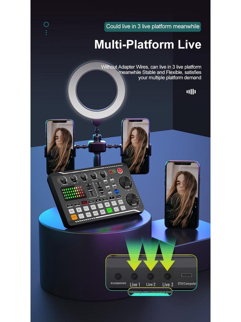 F998 Rechargeable Sound Card & Condenser Microphone Set for Outdoor Live Performance