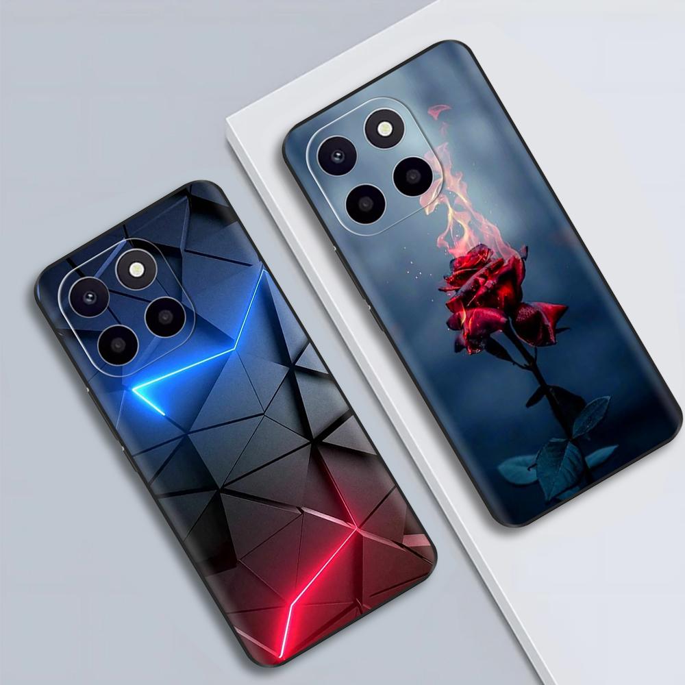 Pro Honor X6c Pouzdro Roztomilé TPU Silikonové Pouzdra na Telefon Pro Honor X6c Zadní Kryt HonorX6c X 6C Tištěná Květina Měkký Silikon Coque Fundas
