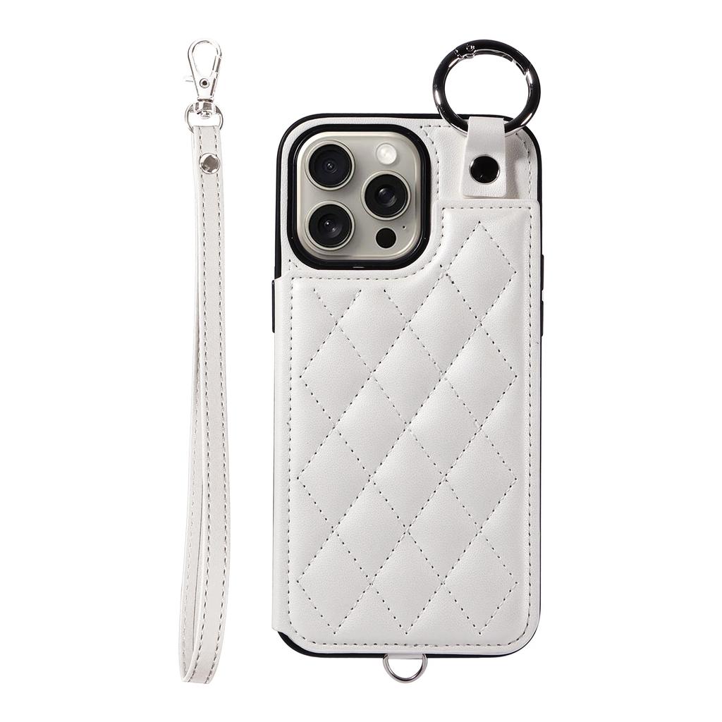 Porta Anelli Carte Slot Portafoglio Custodia in Pelle per iPhone 16 Pro Max 15 14 Plus 13 12 11 SE2022 Cinturino a Mano Tasca Borsa Custodia Profumata