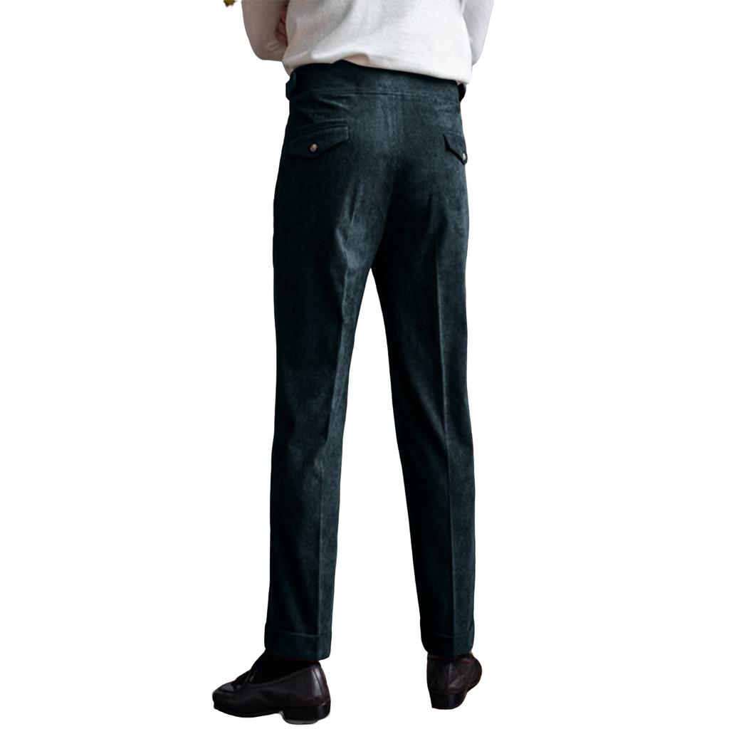 Męskie spodnie sztruksowe Naples o klasycznym kroju, vintage spodnie biznesowe proste z przodu z zakładkami